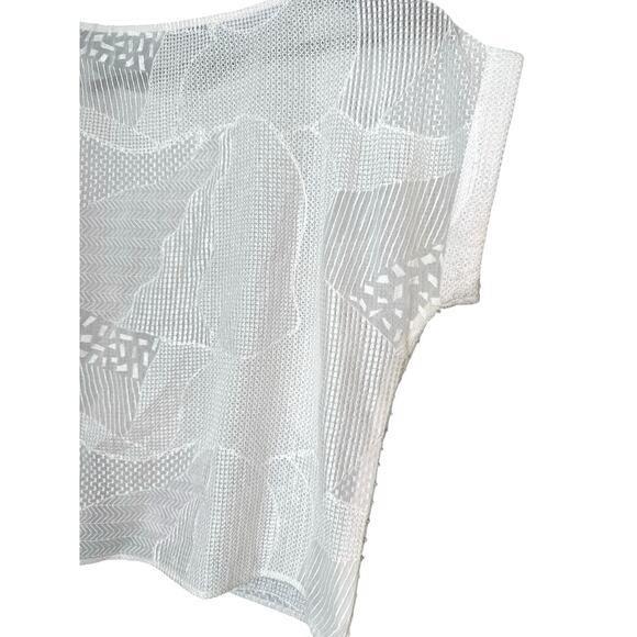 ALICE + OLIVIA Embellished Mesh Blouse White Silver Beaded Sheer Sz Small Bride - Picture 8 of 10